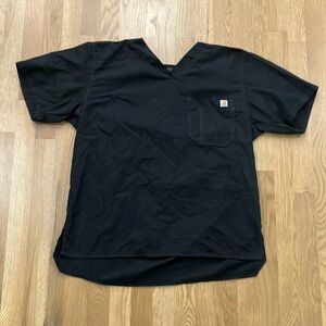 Carhartt Men’s Black Ripstop Multi Pocket Short Sleeve V-Neck Scrub Top Shirt